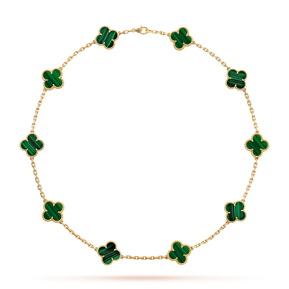 [CharmAmor]CLOVER 10 MOTIFS MALACHITE NECKLACE