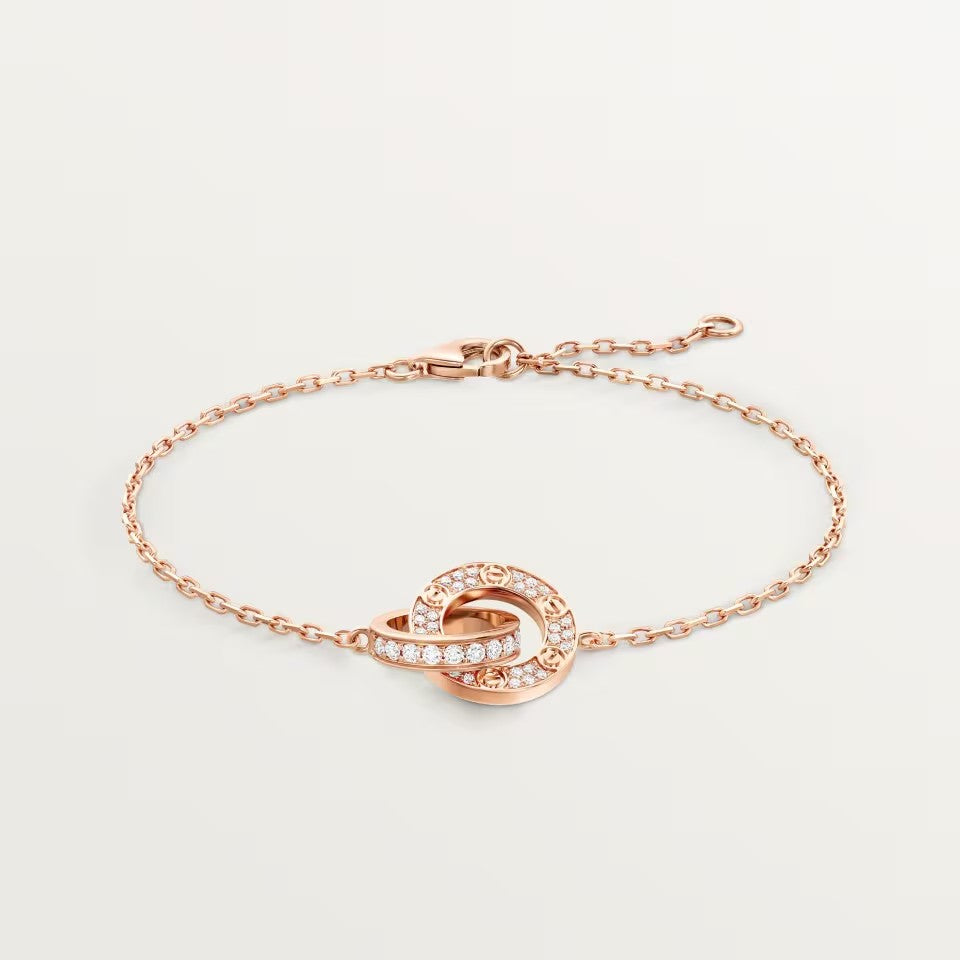 [CharmAmor]LOVE DOUBLE RING FULL DIAMOND BRACELET