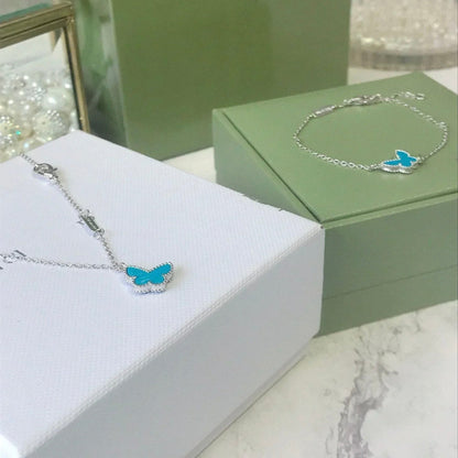 [CharmAmor]BUTTERFLY TURQUOISE BUTTERFLY BRACELET SILVER