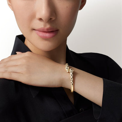 [CharmAmor]PANTHERE DOUBLE HEADED HALF DIAMOND OPEN BRACELET