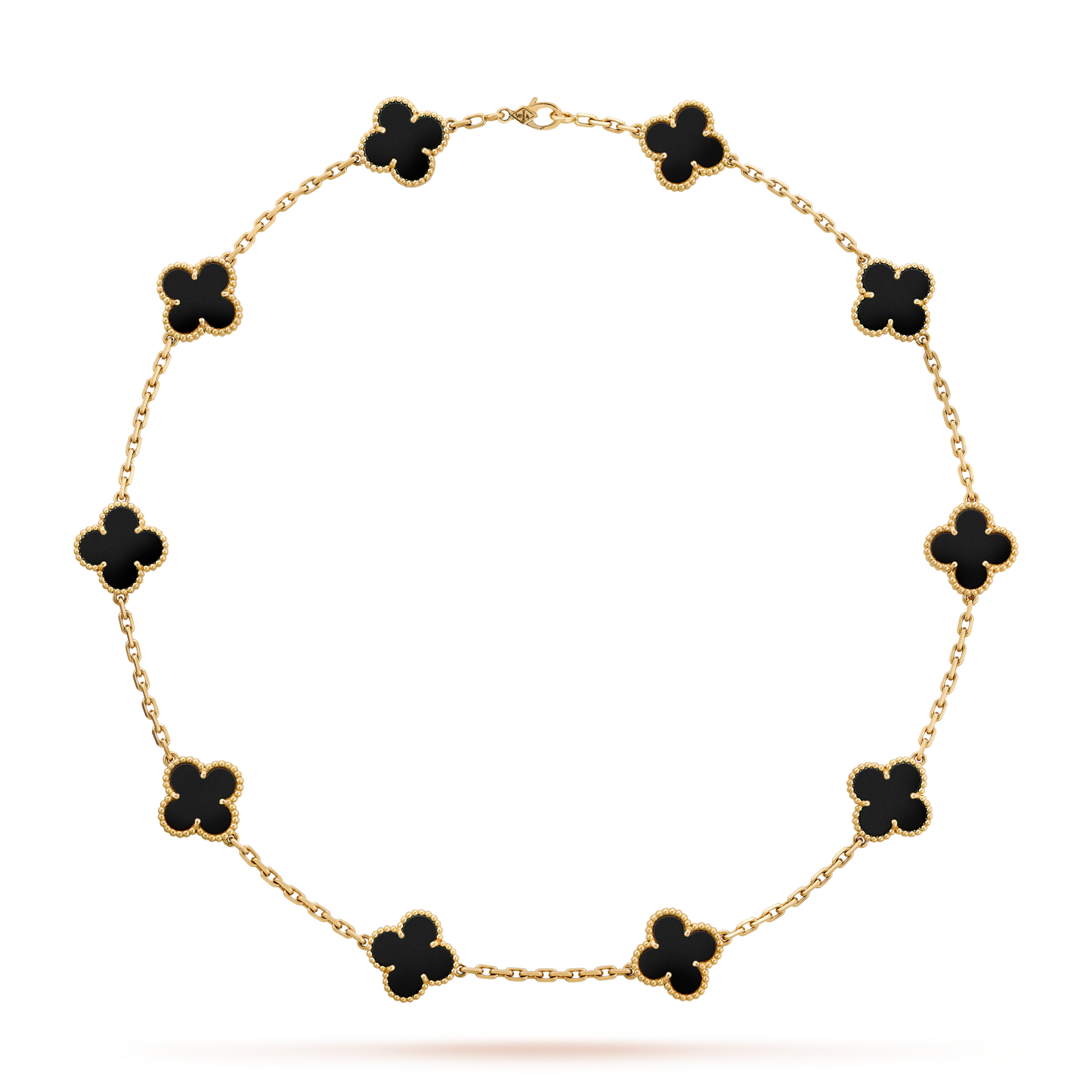[CharmAmor]CLOVER 10 MOTIFS ONYX NECKLACE