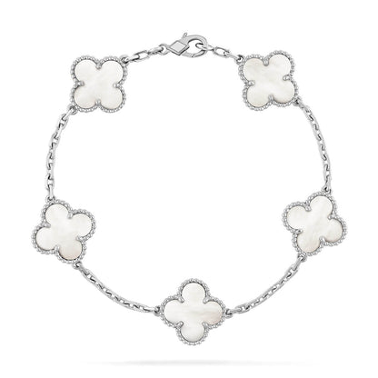 [CharmAmor] CLOVER WHITE PEARL MOP 5 MOTIF BRACELET COLLECTION