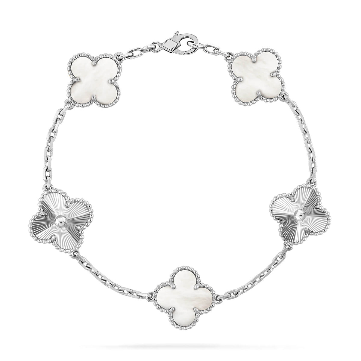 [CharmAmor] CLOVER WHITE PEARL MOP 5 MOTIF BRACELET COLLECTION