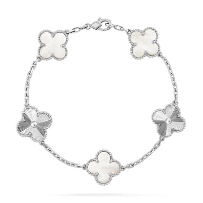 [CharmAmor] CLOVER WHITE PEARL MOP 5 MOTIF BRACELET COLLECTION
