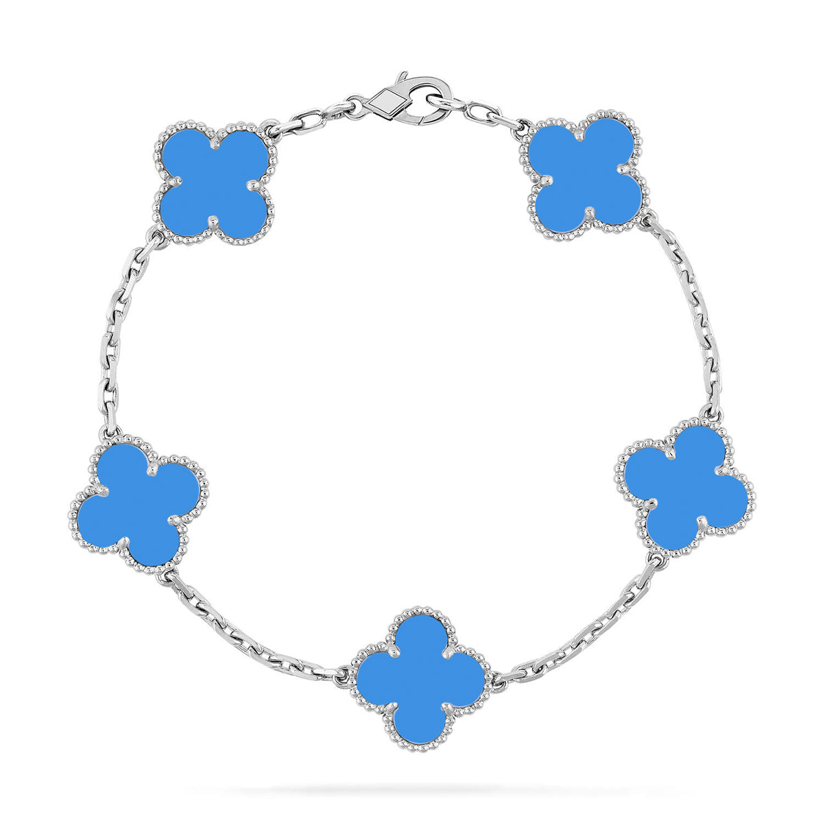 [CharmAmor] CLOVER 5 MOTIF BLUE AGATE BRACELET COLLECTION