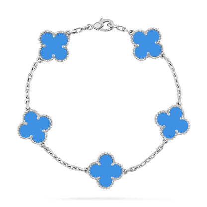 [CharmAmor] CLOVER 5 MOTIF BLUE AGATE BRACELET COLLECTION