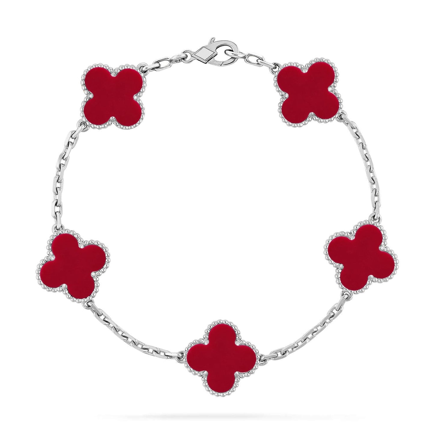 [CharmAmor] CLOVER 5 MOTIF RED CORNELIAN BRACELET COLLECTION