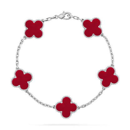 [CharmAmor] CLOVER 5 MOTIF RED CORNELIAN BRACELET COLLECTION
