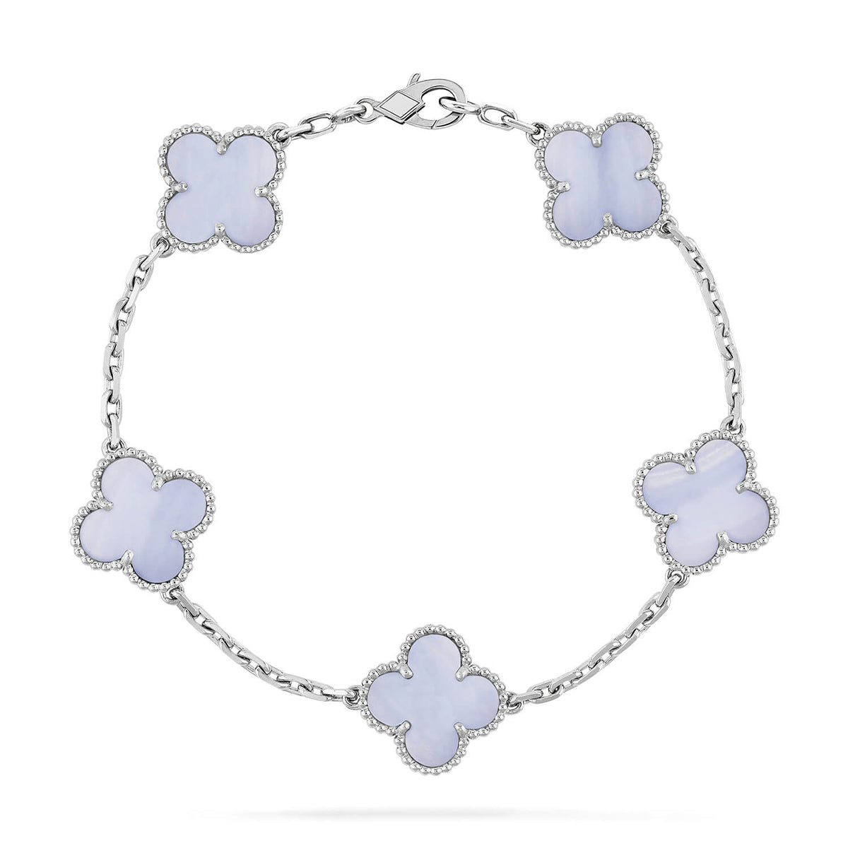 [CharmAmor] CLOVER 5 MOTIF PURPLE CHALCEDONY BRACELET COLLECTION