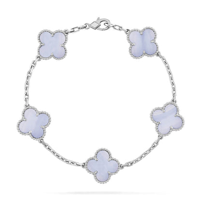 [CharmAmor] CLOVER 5 MOTIF PURPLE CHALCEDONY BRACELET COLLECTION