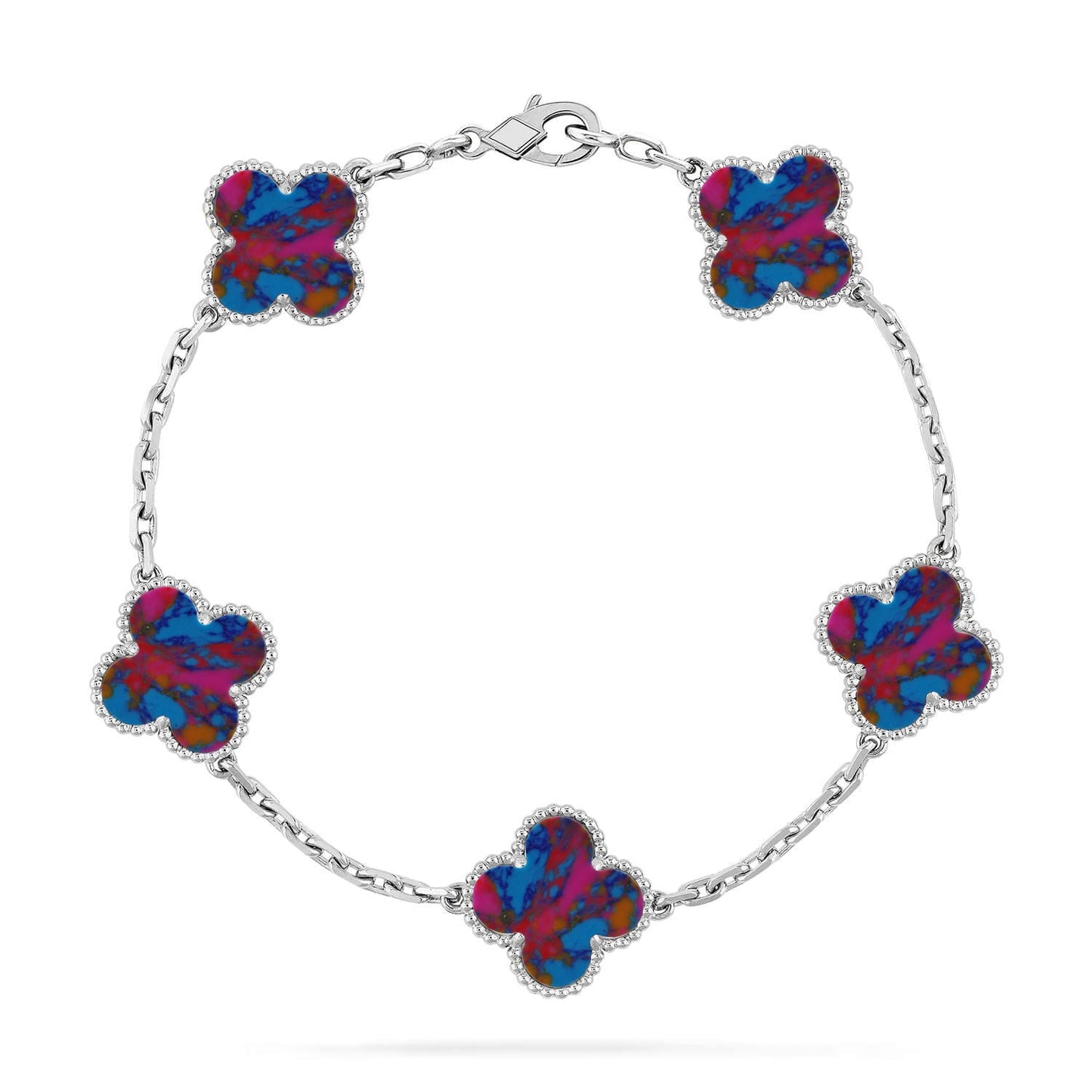 [CharmAmor] CLOVER 5 MOTIF COLOR GEMSTONES BRACELET COLLECTION