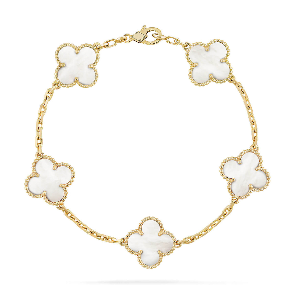 [CharmAmor] CLOVER WHITE PEARL MOP 5 MOTIF BRACELET COLLECTION