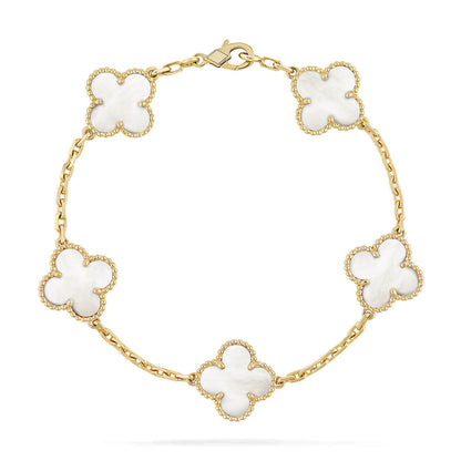 [CharmAmor] CLOVER WHITE PEARL MOP 5 MOTIF BRACELET COLLECTION