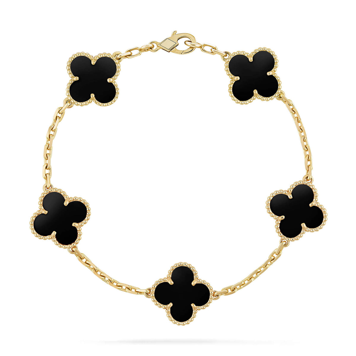 [CharmAmor] CLOVER 5 MOTIF ONYXS BRACELET COLLECTION