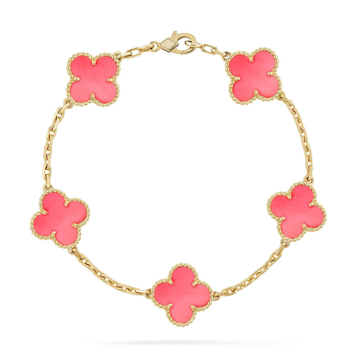 [CharmAmor] CLOVER 5 MOTIFS  PINK MOP BRACELET COLLECTION