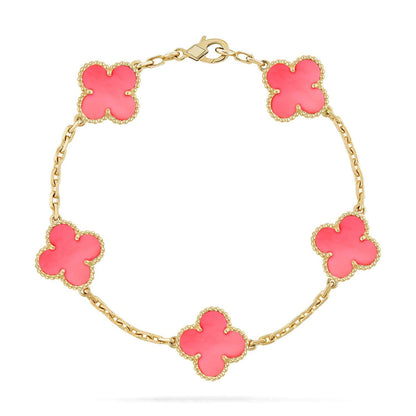 [CharmAmor] CLOVER 5 MOTIFS  PINK MOP BRACELET COLLECTION