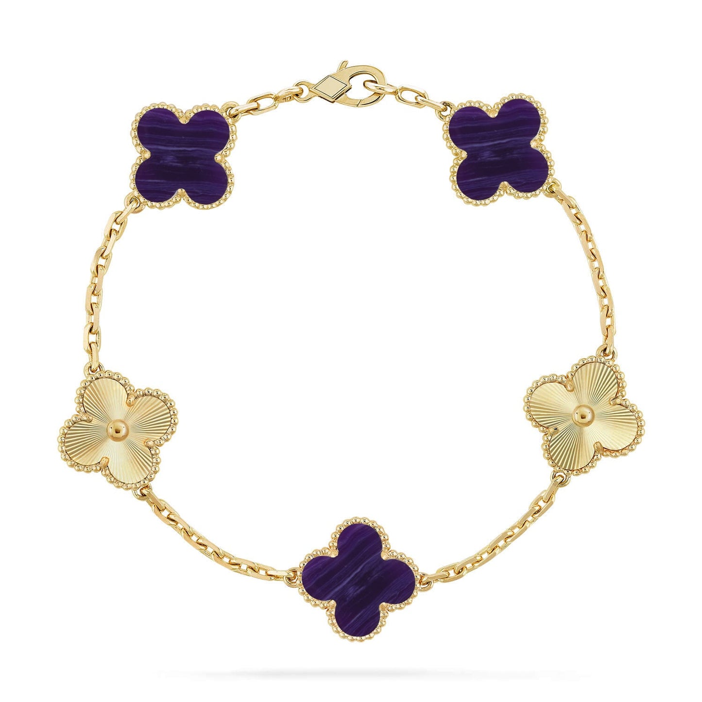 [CharmAmor] CLOVER 5 MOTIF PURPLE STRIPES BRACELET COLLECTION