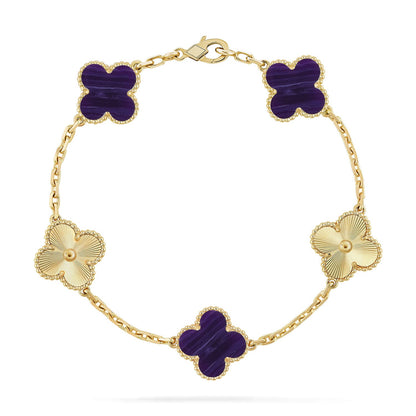 [CharmAmor] CLOVER 5 MOTIF PURPLE STRIPES BRACELET COLLECTION