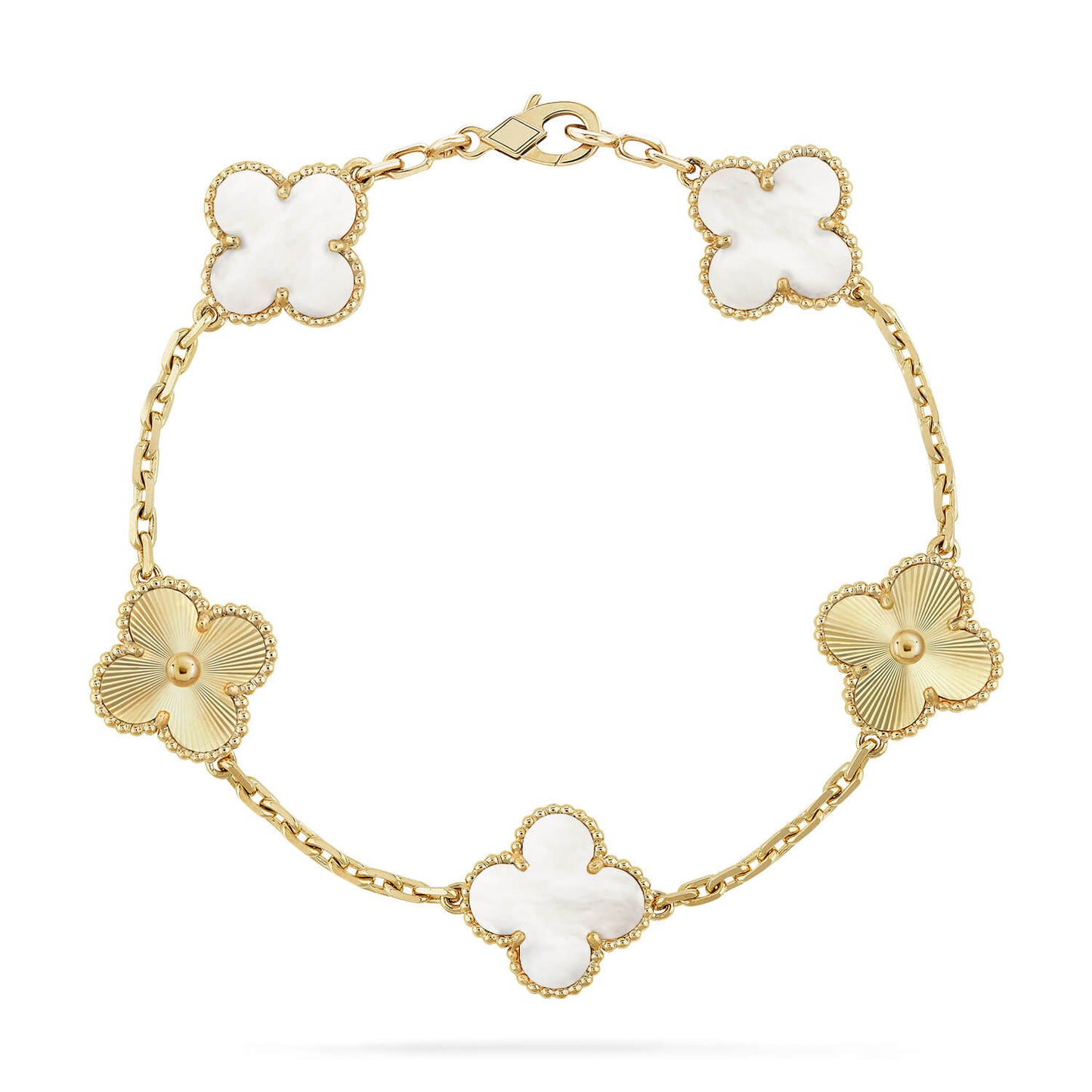 [CharmAmor] CLOVER WHITE PEARL MOP 5 MOTIF BRACELET COLLECTION