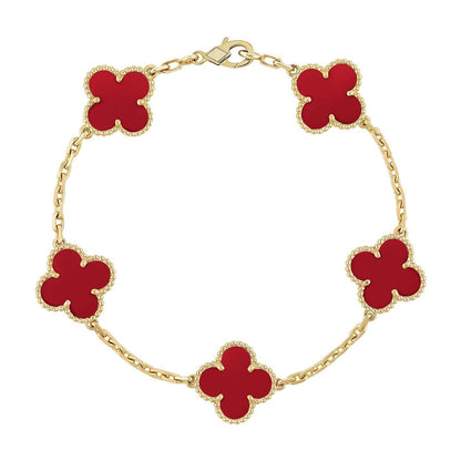 [CharmAmor] CLOVER 5 MOTIF RED CORNELIAN BRACELET COLLECTION