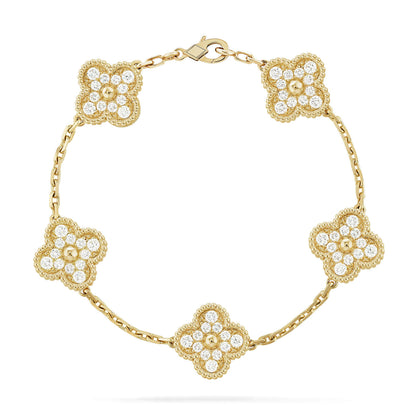 [CharmAmor] CLOVER 5 MOTIF FULL DIAMOND BRACELET COLLECTION