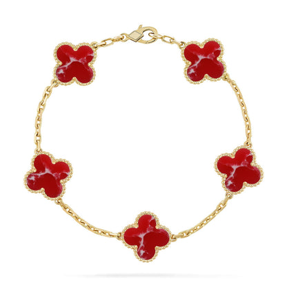 [CharmAmor] CLOVER 5 MOTIF RED PATTERN BRACELET COLLECTION