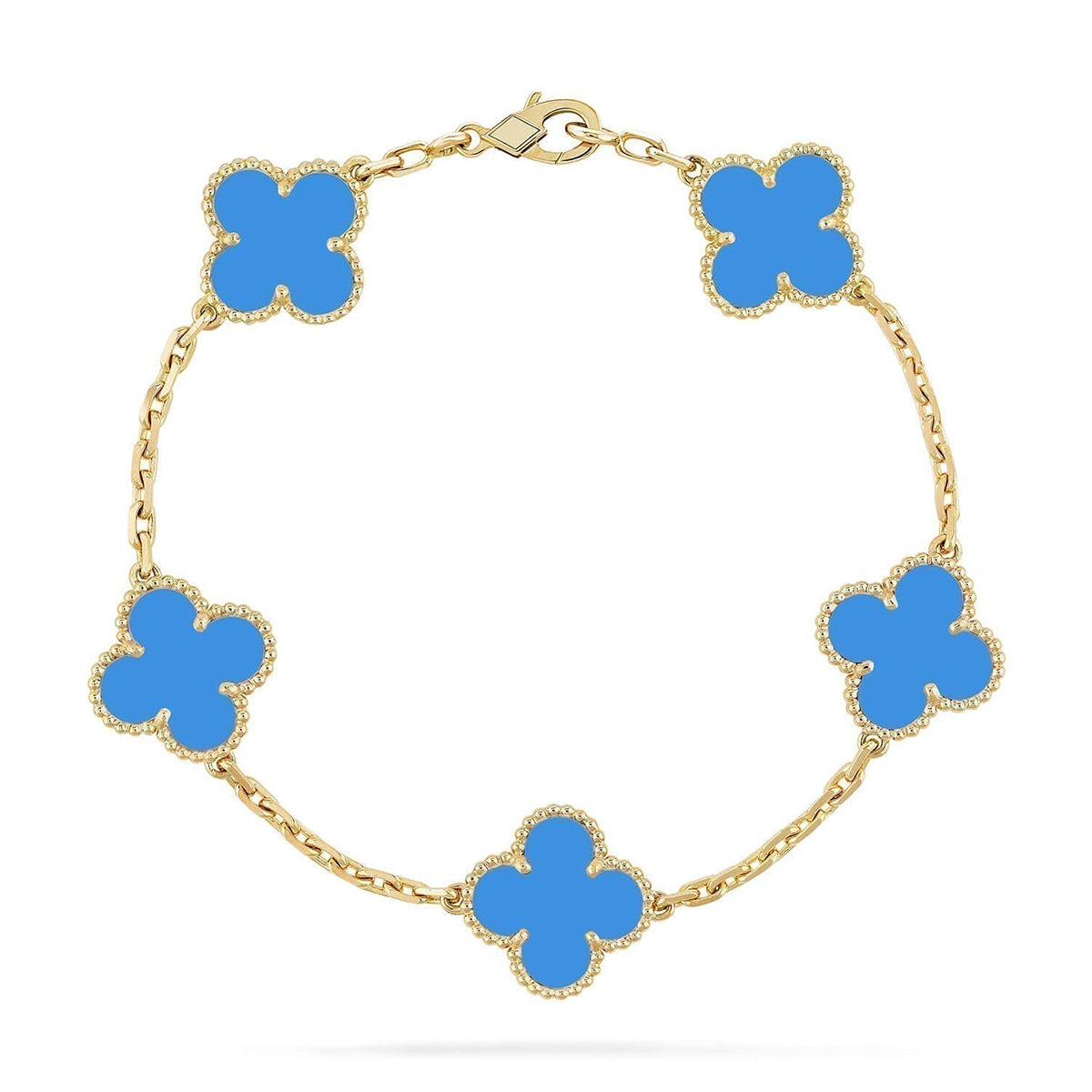 [CharmAmor] CLOVER 5 MOTIF BLUE AGATE BRACELET COLLECTION