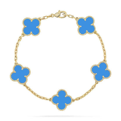 [CharmAmor] CLOVER 5 MOTIF BLUE AGATE BRACELET COLLECTION