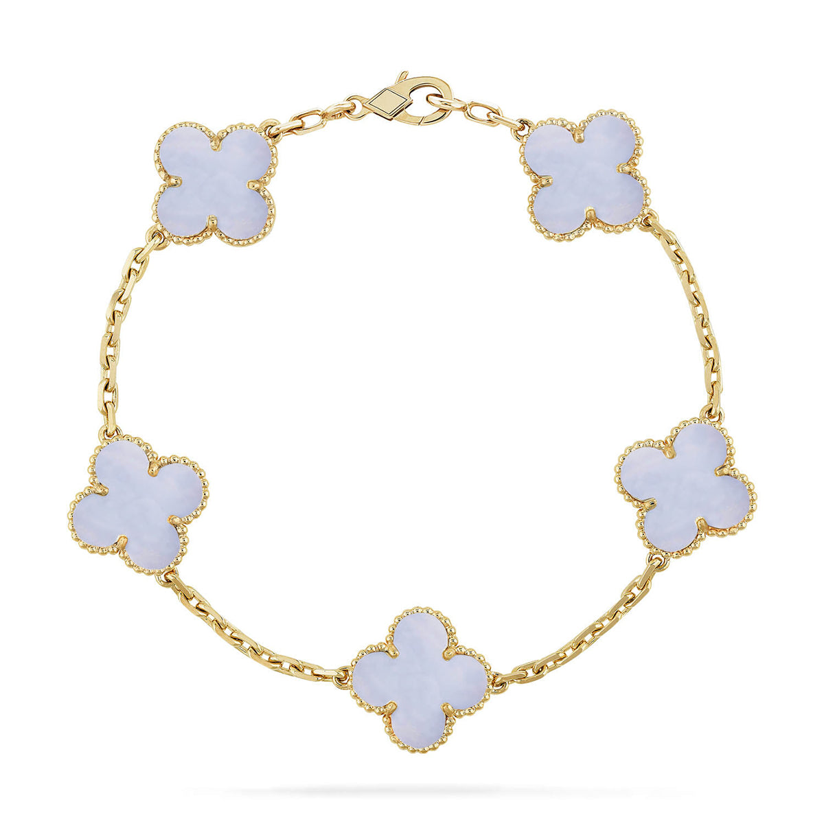 [CharmAmor] CLOVER 5 MOTIF PURPLE CHALCEDONY BRACELET COLLECTION