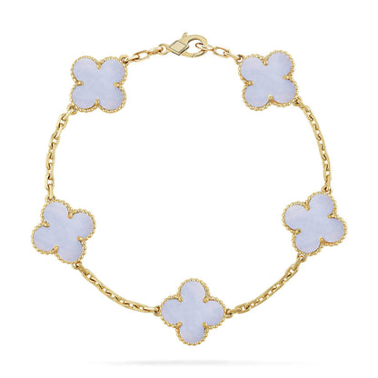 [CharmAmor] CLOVER 5 MOTIF PURPLE CHALCEDONY BRACELET COLLECTION