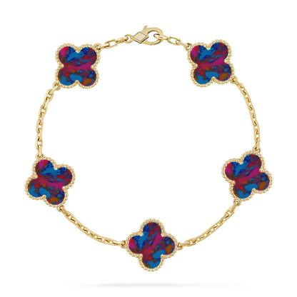 [CharmAmor] CLOVER 5 MOTIF COLOR GEMSTONES BRACELET COLLECTION