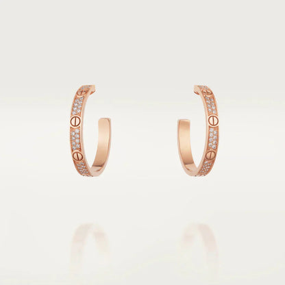 [CharmAmor]LOVE DIAMOND PINK GOLD HOOP EARRINGS