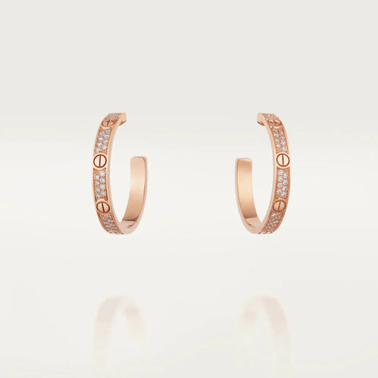 [CharmAmor]LOVE DIAMOND PINK GOLD HOOP EARRINGS