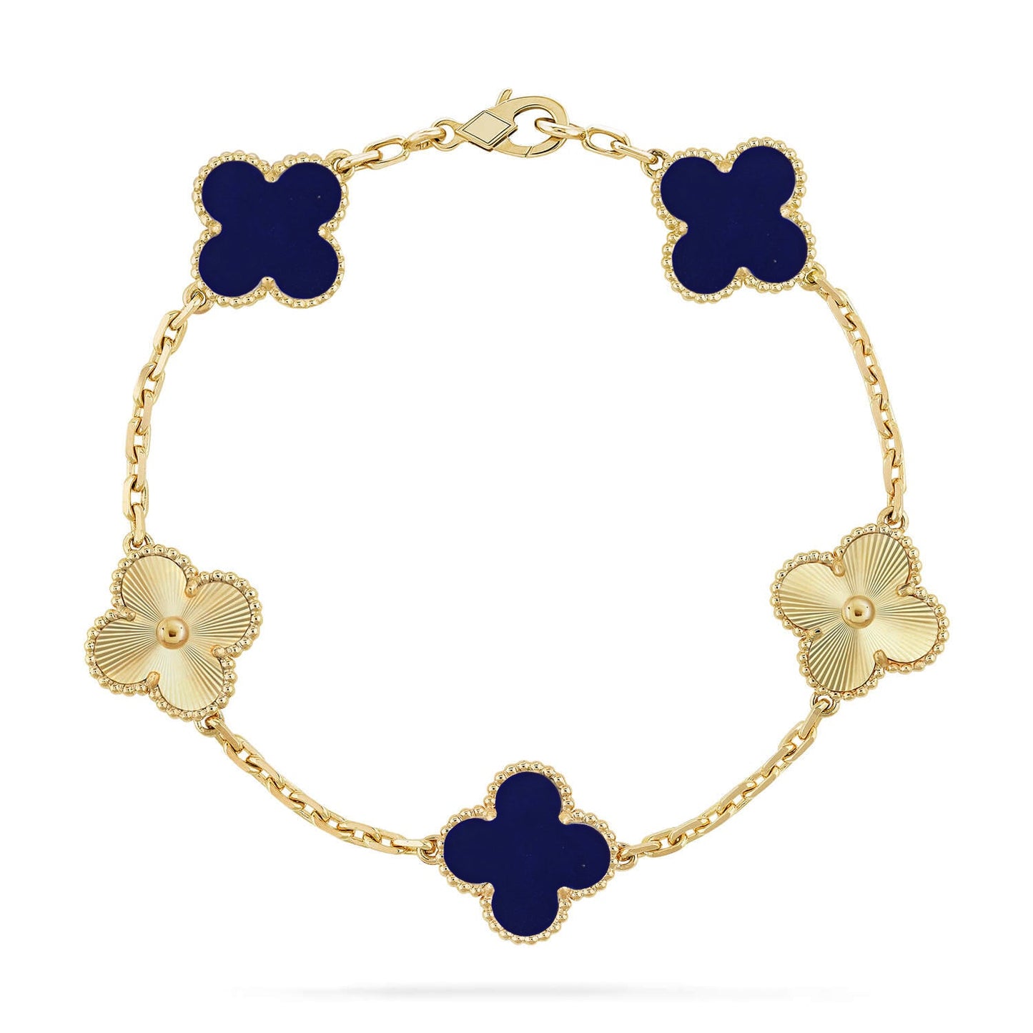 [CharmAmor] CLOVER 5 MOTIF LAPIS LAZULI BRACELET COLLECTION