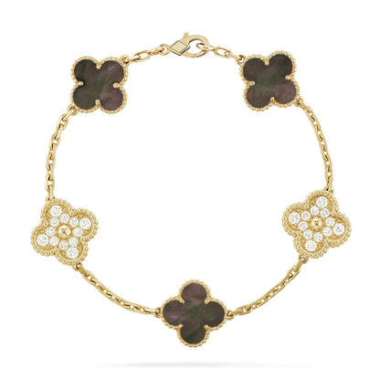 [CharmAmor] CLOVER 5 MOTIF GRAY MOP BRACELET COLLECTION