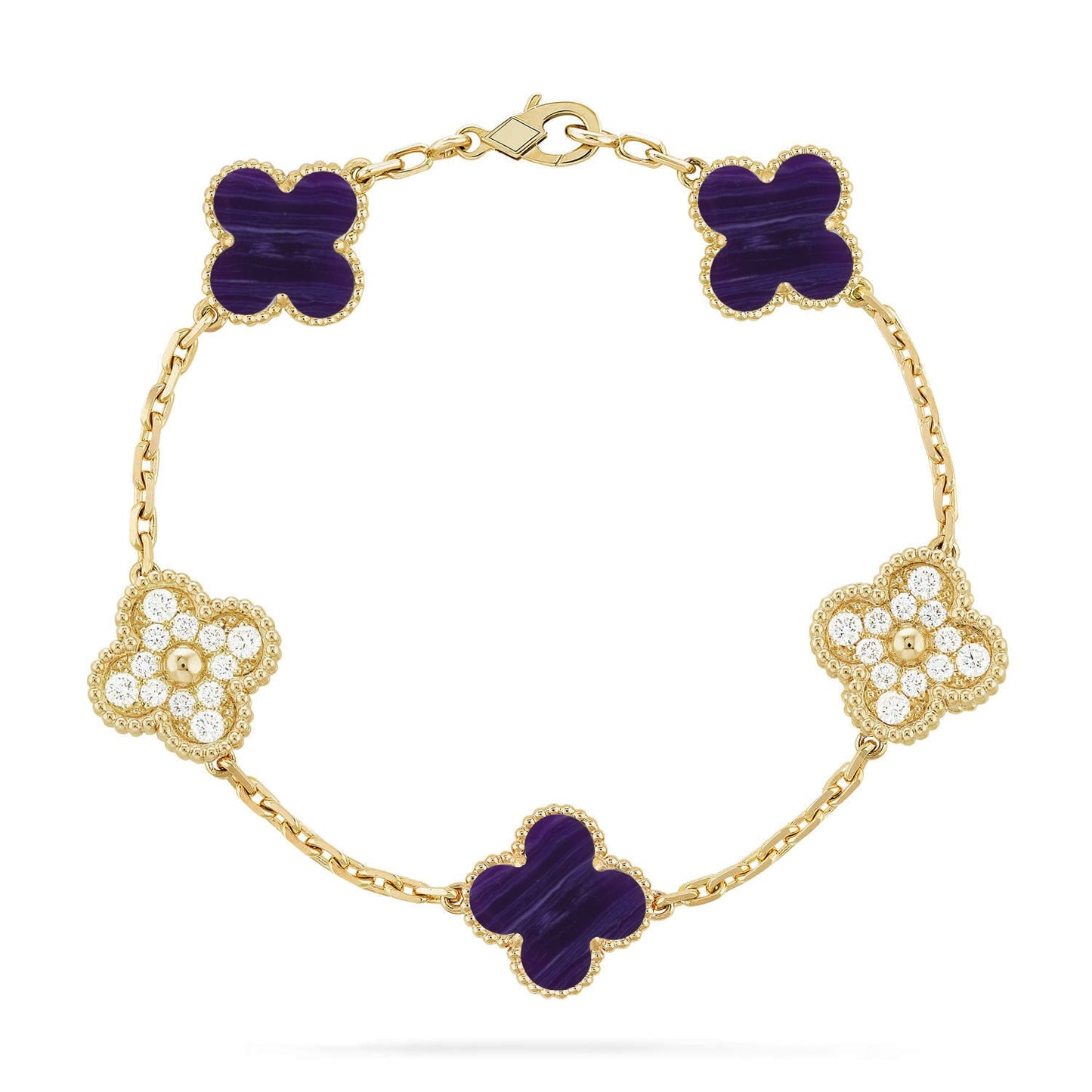 [CharmAmor] CLOVER 5 MOTIF PURPLE STRIPES BRACELET COLLECTION