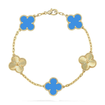 [CharmAmor] CLOVER 5 MOTIF BLUE AGATE BRACELET COLLECTION