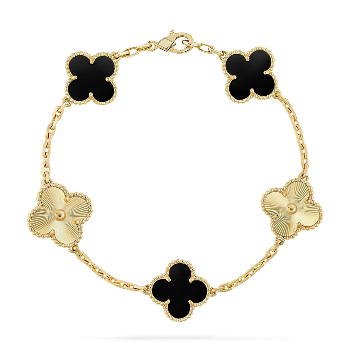 [CharmAmor] CLOVER 5 MOTIF ONYXS BRACELET COLLECTION
