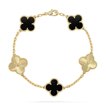 [CharmAmor] CLOVER 5 MOTIF ONYXS BRACELET COLLECTION