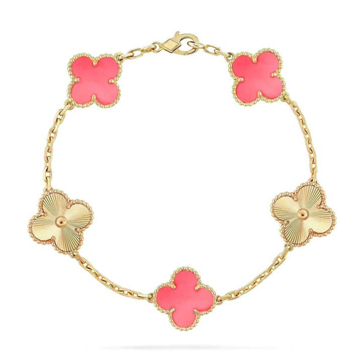 [CharmAmor] CLOVER 5 MOTIFS  PINK MOP BRACELET COLLECTION