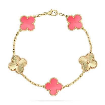 [CharmAmor] CLOVER 5 MOTIFS  PINK MOP BRACELET COLLECTION