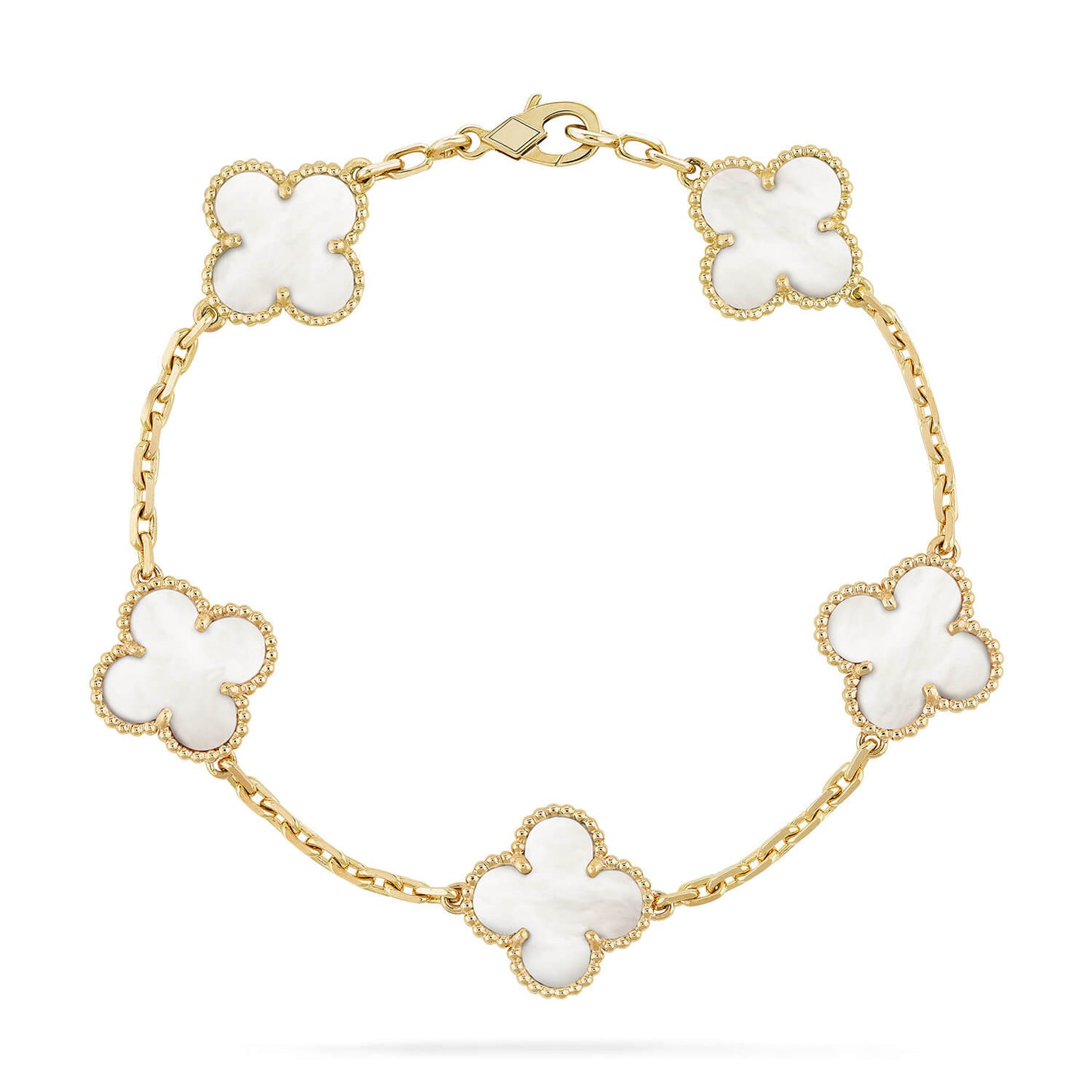 [CharmAmor]CLOVER  5 MOTIF WHITE MOP BRACELET