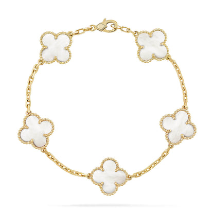 [CharmAmor]CLOVER  5 MOTIF WHITE MOP BRACELET