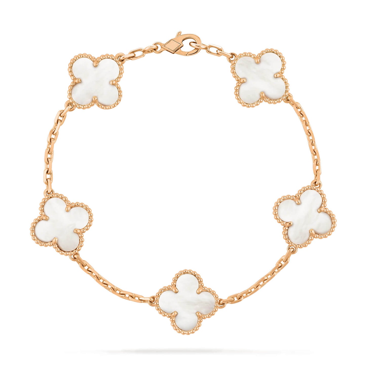 [CharmAmor]CLOVER  5 MOTIF WHITE MOP BRACELET