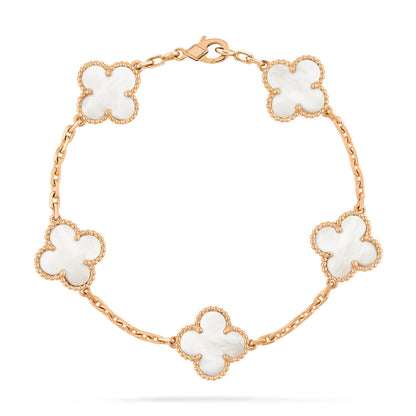 [CharmAmor]CLOVER  5 MOTIF WHITE MOP BRACELET