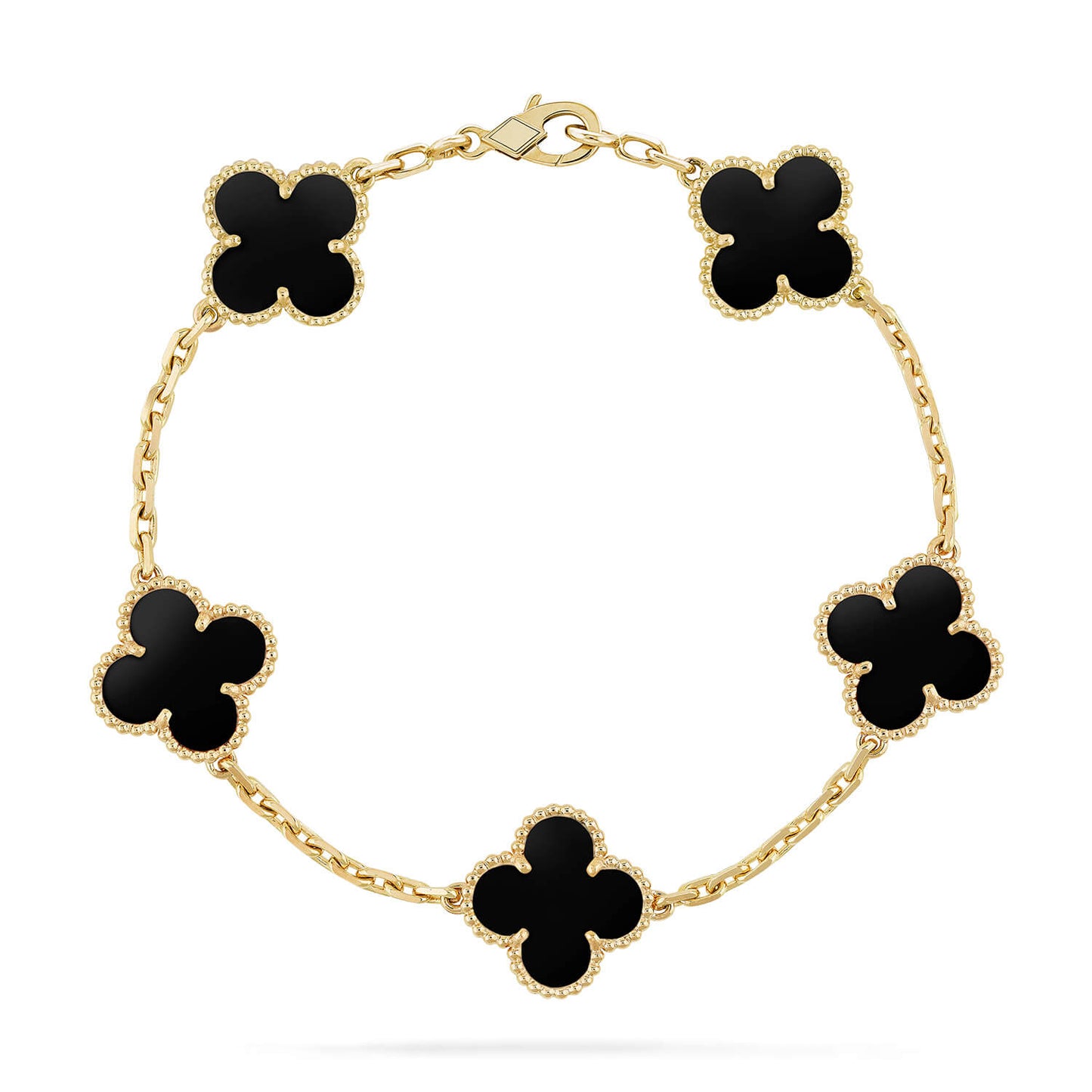 [CharmAmor]CLOVER  5 MOTIFS BLACK ONYX BRACELET
