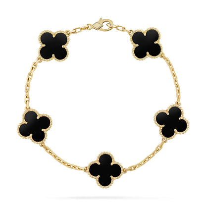[CharmAmor]CLOVER  5 MOTIFS BLACK ONYX BRACELET