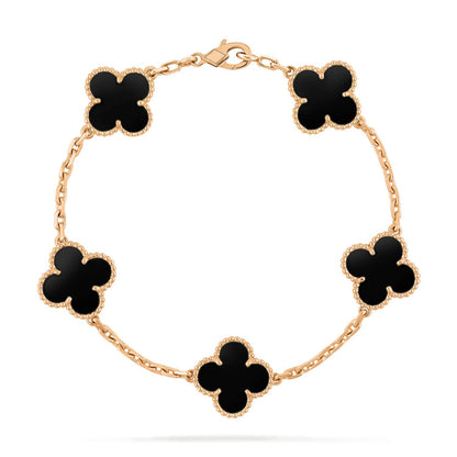 [CharmAmor]CLOVER  5 MOTIFS BLACK ONYX BRACELET