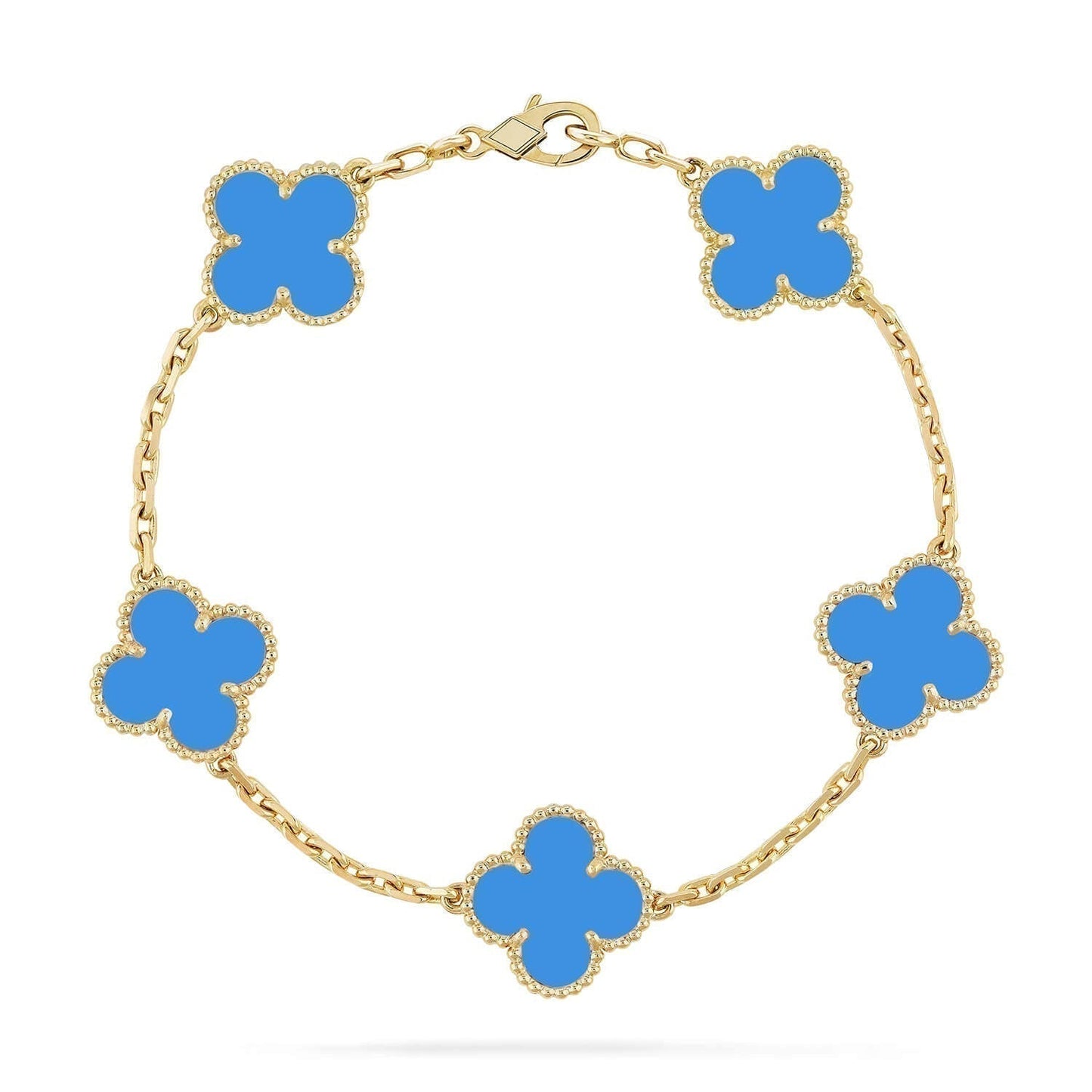 [CharmAmor]CLOVER 5 MOTIFS BLUE AGATE BRACELET