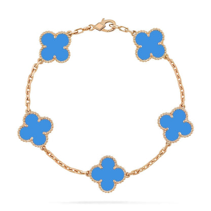 [CharmAmor]CLOVER 5 MOTIFS BLUE AGATE BRACELET